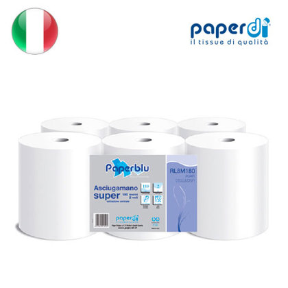 Papīra roku dvieļi Paperdi 2 kārtas, 21.5x37cm, 486 loksnes, 1 rullis