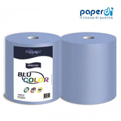 Industriālais papīrs zils Paperdi 3 kārtas, 24.8x25cm, 200m, 800lapas, 1 rullis
