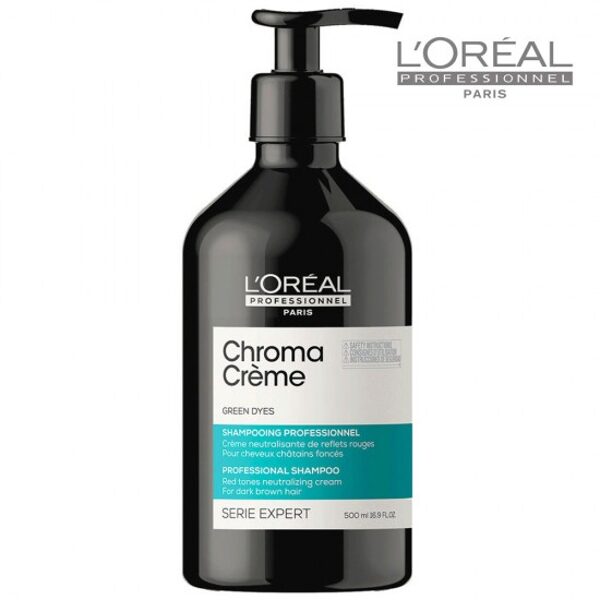 LOREAL SERIE EXPERT CHROMA CREME ZAĻŠ ŠAMPŪNS NEITRALIZĒ SARKANUS APAKŠTOŅUS 500ML