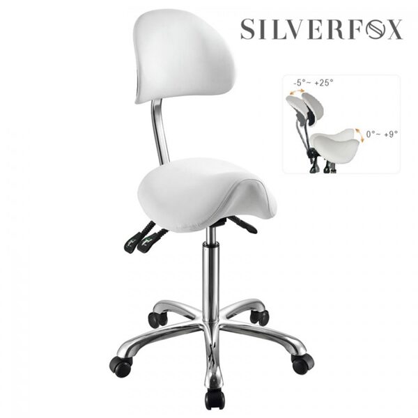 Seglu formas meistara krēsls SILVER FOX ar izlektu atzveltni 1025A, balts