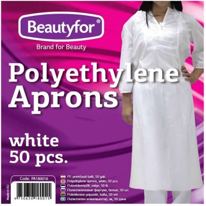 Полиэтиленовые фартуки белые Beautyfor, 50шт