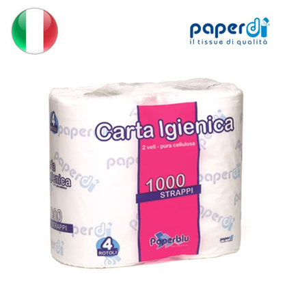 Tualetes papīrs Paperdi 2 kārtas, 9.6x12cm, 1000 loksnes, 4 ruļļi