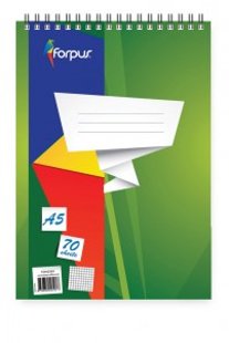 Bloknots Forpus ar spirāli A5, 70 lpp, rūtiņu